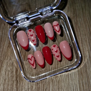 Kézzel készített, egyedi press-on körömök (burgundi) - szépségápolás - testápolás - kéz- és lábápolás - Meska.hu