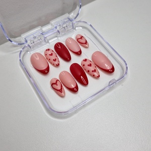 Kézzel készített, egyedi press-on körömök (burgundi) - szépségápolás - testápolás - kéz- és lábápolás - Meska.hu