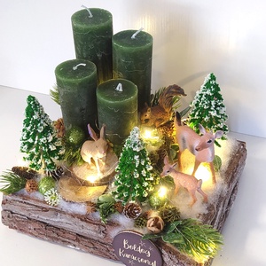 Erdei állatos adventi asztaldísz - Meska.hu