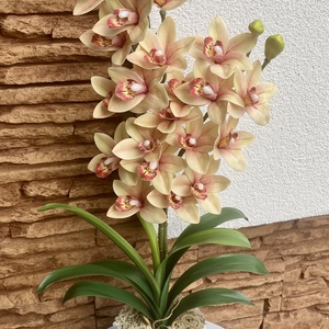 2 ágas, real touch csónak orchidea kerámia kaspóban-halvány sárga - Meska.hu