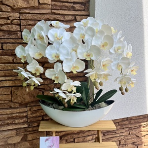 XXL Real touch orchidea műanyag  csónak kaspóba-fehér krém bibével, Otthon & Életmód, Dekoráció, Virágdísz és tartó, Csokor & Virágdísz, , MESKA