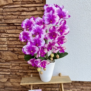 Real touch orchidea kerámia kaspóba-prémium foltos magenta, Otthon & Életmód, Dekoráció, Virágdísz és tartó, Csokor & Virágdísz, , MESKA