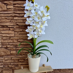 2 ágas, real touch csónak orchidea kerámia kaspóban-fehér - Meska.hu