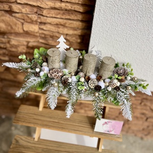 Adventi asztaldísz csónak alapra-fehér - Meska.hu