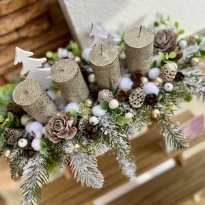 Adventi asztaldísz csónak alapra-fehér - karácsony - adventi díszek - adventi asztaldísz - Meska.hu