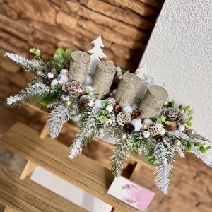 Adventi asztaldísz csónak alapra-fehér - karácsony - adventi díszek - adventi asztaldísz - Meska.hu