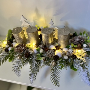 Adventi asztaldísz csónak alapra-fehér - karácsony - adventi díszek - adventi asztaldísz - Meska.hu