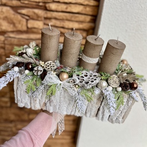 Adventi asztaldísz fa alapra-barna XXL - Meska.hu