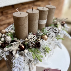 Adventi asztaldísz fa alapra-barna XXL - karácsony - adventi díszek - adventi asztaldísz - Meska.hu