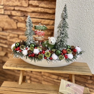 Adventi asztaldísz műanyag csónak alapra-jegesmaci - Meska.hu