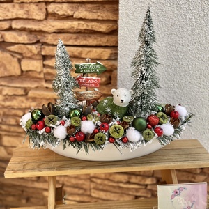 Adventi asztaldísz műanyag csónak alapra-jegesmaci - karácsony - adventi díszek - adventi asztaldísz - Meska.hu