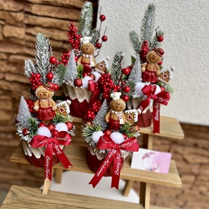 Karácsonyi asztaldísz kerámia alapra-mézi fiú - karácsony - adventi díszek - adventi asztaldísz - Meska.hu