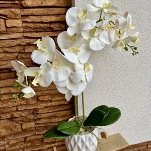 Real touch orchidea kerámia kaspóba-fehér2 ágas - otthon & életmód - dekoráció - virágdísz és tartó - csokor & virágdísz - Meska.hu