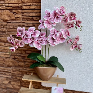 Real touch orchidea kerámia kaspóba-pöttyös rózsaszín - Meska.hu