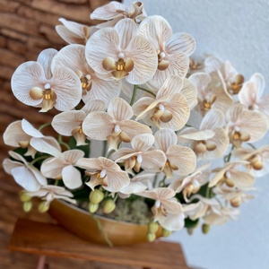 XXL Real touch orchidea műanyag  csónak kaspóba-bézs - otthon & életmód - dekoráció - virágdísz és tartó - csokor & virágdísz - Meska.hu