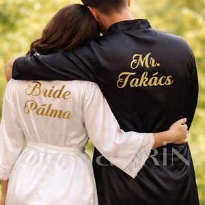 Páros készülődős köntös szett, Esküvő, Kiegészítők, Esküvői köntös, Fotó, grafika, rajz, illusztráció, MESKA