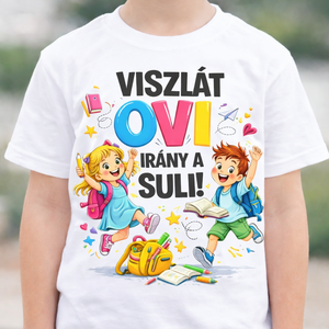 Ballagási gyerek póló Viszlát ovi irány a suli, Ruha & Divat, Gyerekruha, Póló, Fotó, grafika, rajz, illusztráció, Gyerek ballagási póló, aranyos mintával és 
-"Viszlát ovi, rettegj suli"  vagy 
-"Viszlát ovi, irán..., MESKA