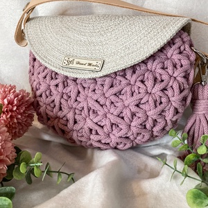 Jázmin horgolt kézi- és crossbody táska, Táska & Tok, Kézitáska & válltáska, Vállon átvethető táska, Horgolás, MESKA
