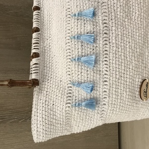 Fehér horgolt táska Bambusz füllel -  - Meska.hu