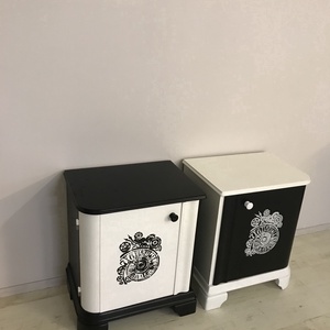 Fekete fehér éjjeliszekrények párban - otthon & életmód - bútor - szekrény - Meska.hu