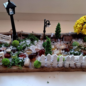 Mini falusi, tavaszi terepasztal, Otthon & Életmód, Dekoráció, Asztal és polc dekoráció, Asztaldísz, Famegmunkálás, Mindenmás, MESKA