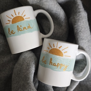 Be kind, be happy páros bögre , Otthon & Életmód, Konyhafelszerelés, tálalás, Tálalás, Bögre & Csésze, Festett tárgyak, MESKA