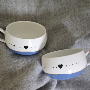Szívecskés csésze készlet , Otthon & Életmód, Konyhafelszerelés, tálalás, Tálalás, Bögre & Csésze, Festett tárgyak, MESKA
