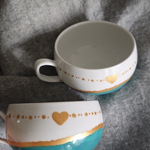 Szívecskés csésze készlet , Otthon & Életmód, Konyhafelszerelés, tálalás, Tálalás, Bögre & Csésze, Festett tárgyak, MESKA