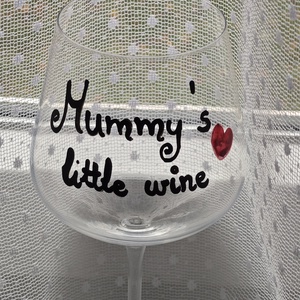 Nagy vörösboros pohár Mummy's little wine, Otthon & Életmód, Konyhafelszerelés, tálalás, Tálalás, Boros poharak, szettek, Festett tárgyak, MESKA