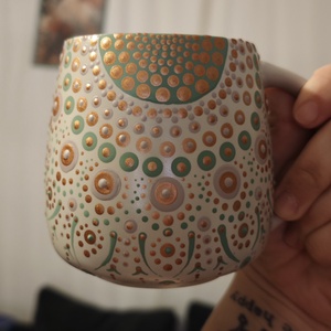 Pontozott mandalás bögre  - Meska.hu