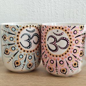 � Kézzel festett Om bögre � arany-fekete-rózsaszín mandala mintával (280 ml) - otthon & életmód - konyhafelszerelés, tálalás - tálalás - bögre & csésze - Meska.hu