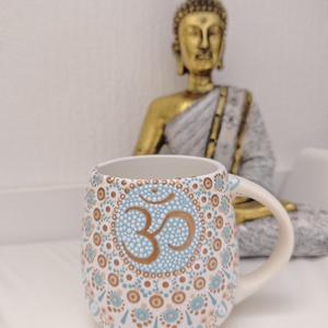 �Kézzel festett Om mintás bögre � 440 ml - otthon & életmód - konyhafelszerelés, tálalás - tálalás - bögre & csésze - Meska.hu