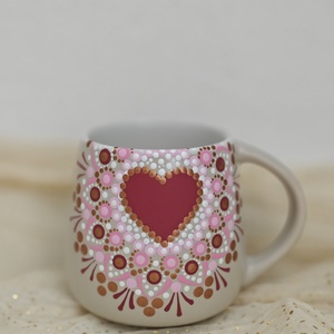 Kézzel festett szíves mandala bögre � 440 ml - Meska.hu