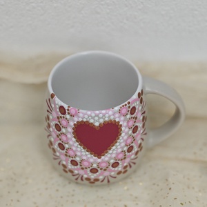 Kézzel festett szíves mandala bögre � 440 ml - otthon & életmód - konyhafelszerelés, tálalás - tálalás - bögre & csésze - Meska.hu