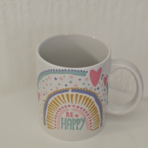 Be Happy - kézzel festett bögre 300 ml - Happy Mug Collection  - otthon & életmód - konyhafelszerelés, tálalás - tálalás - bögre & csésze - Meska.hu