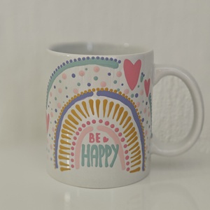 Be Happy - kézzel festett bögre 300 ml - Happy Mug Collection , Otthon & Életmód, Konyhafelszerelés, tálalás, Tálalás, Bögre & Csésze, Festett tárgyak, MESKA