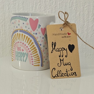 Be Happy - kézzel festett bögre 300 ml - Happy Mug Collection  - otthon & életmód - konyhafelszerelés, tálalás - tálalás - bögre & csésze - Meska.hu