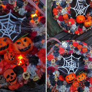 Halloween kopogtató LED világítással - otthon & életmód - dekoráció - ajtó- és ablak dekoráció - ajtódísz & kopogtató - Meska.hu