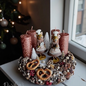 Cukrászlányok műhelyében adventi asztaldísz - karácsony - adventi díszek - adventi gyertyadíszek és koszorúdíszek - Meska.hu