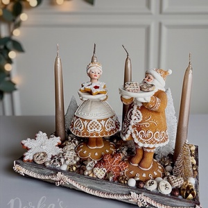 Adventi asztaldísz mézeskalács témában  - karácsony - adventi díszek - adventi gyertyadíszek és koszorúdíszek - Meska.hu