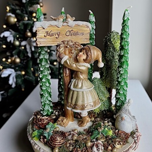 Adventi asztaldísz LED világítással - Meska.hu