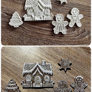 Dekorációs kerámia mézeskalács figurák (1 szett, 5 db) - karácsony - karácsonyi lakásdekoráció - karácsonyfadíszek - Meska.hu