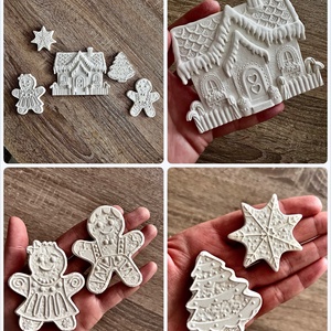 Festhető gipsz/kerámia mézeskalács figurák (1 szett, 5 db) - karácsony - karácsonyi lakásdekoráció - karácsonyfadíszek - Meska.hu