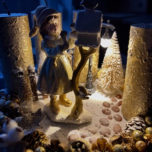 Adventi koszorú LED világítással arany-fehér színvilágban - karácsony - adventi díszek - adventi gyertyadíszek és koszorúdíszek - Meska.hu