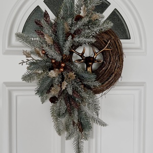 Nagyméretű elegáns téli kopogtató szarvassal - Meska.hu