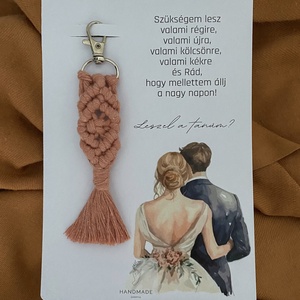 Tanú felkérő ajándék, makramé kulcstartó - esküvő - meghívó & kártya - tanú felkérő - Meska.hu