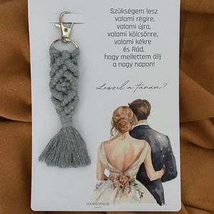 Tanú felkérő ajándék, makramé kulcstartó - esküvő - meghívó & kártya - tanú felkérő - Meska.hu