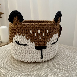 Őzike horgolt kosár - otthon & életmód - tárolás & rendszerezés - tárolókosár - Meska.hu