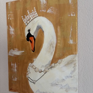 Golden swan - művészet - festmény - akril - Meska.hu