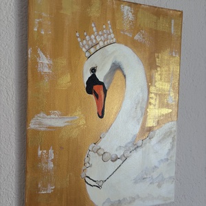 Golden swan - művészet - festmény - akril - Meska.hu